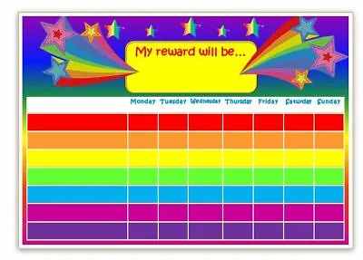 RAINBOW STARS -Reward Chart-POTTY-BEHAVIOUR-GOALS- FREE Pen/stickers • £4.67