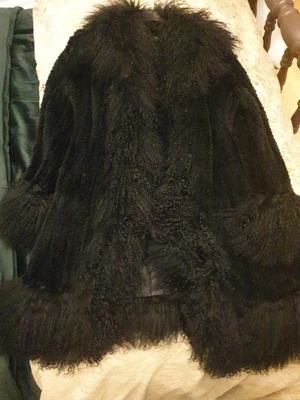 £100 • Buy Catch Me Paris Afghan Woven Real Rabbit Fur And Mongolian Lambswool Trim Coat L