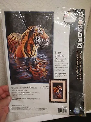 Dimensions Tiger Chilling Out Counted Cross Stitch Kit 9 X14   Opened Package  • $15