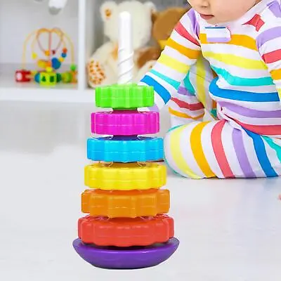 Baby Rotating Stacking Toys Rainbow Ring Stacker For Birthday Party Gifts • £10.49