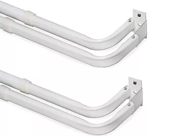 Durable DOUBLE Standard White Adjustable Curtain Rod Hardware Included • $32.99