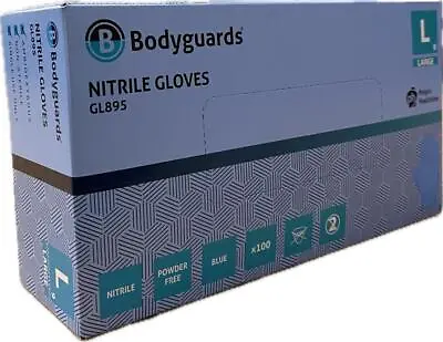 Box Of 100 - 1000 Bodyguards Strong Blue Nitrile Latex Free Disposable Gloves • £6.98