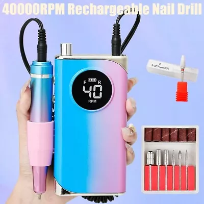 40000RPM Electric Rechargeable Nail Drill Machine Manicure Portable Nail Files • $35.99