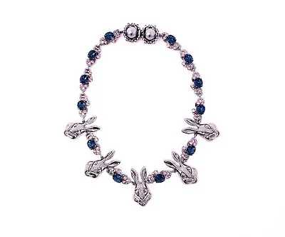 MAWI LONDON Gunmetal Bunny Love Necklace With Crystals - £485 • $249