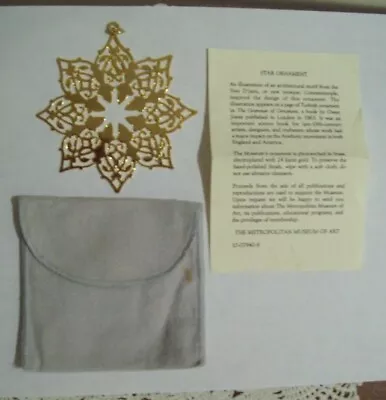 Metropolitan Museum Of Art Christmas 24 K Snowflake Gold Plate Ornament  Star • $69.95