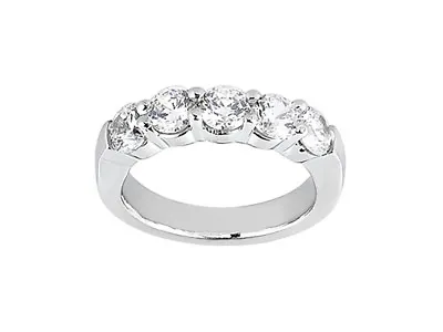 £1558.53 • Buy 5Stone 1ct Diamond Wedding Band Ring Platinum Round Brilliant Cut H SI2 Prong
