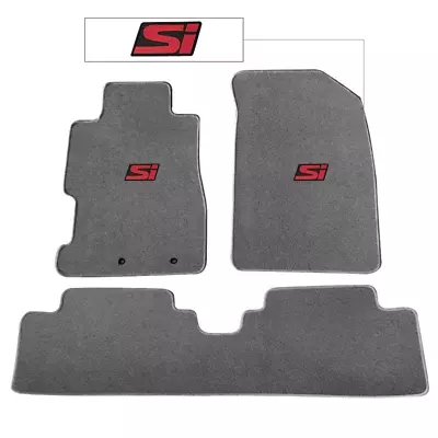 For 01-05 Honda Civic Gray Nylon Front Rear Floor Mats Carpet 3PCS W/ Red Si • $57.99