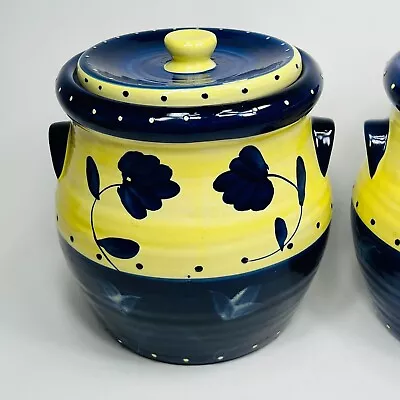 Vintage Hand Paint Country Kitchen Canister Set Of Two (2)  Ceramic  Cookie Jars • $36