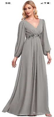 Ever-Pretty Women's A-line Long Sleeve V-Neck Chiffon Mother Of The Bride Dress  • $69