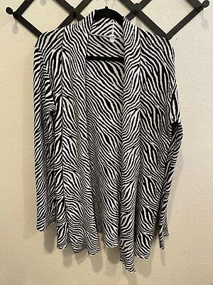 Margaret O’Leary Long Open Zebra Print Sweater Cardigan Size Medium • $30