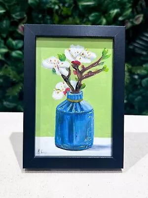 Cherry Blossom Oil Painting- FRAMED Realism Original Spring Flower Art Sale Deco • £85