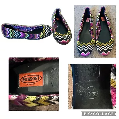 Missoni X Target Ballet Flats Multicolor Chevron Print Fabric Shoes Womens 8.5 • $13.05