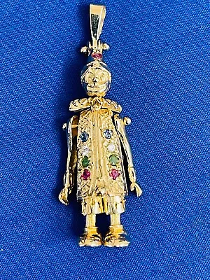 Heavy 8.9gm  9ct GOLD Hallmarked Articulated Movable Clown Pendant • £495