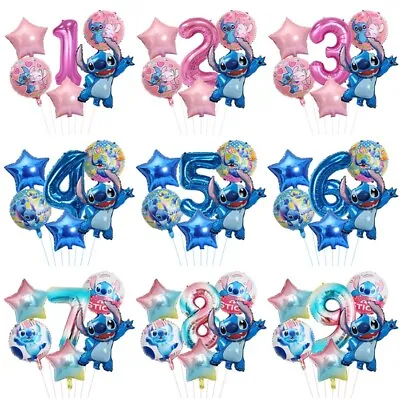 6pcs Lilo & Stitch Age Set Foil Balloons Kids Birthday Party Decorations. • £9.99