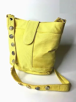 GIANNI VERSACE COUTURE VINTAGE '90s BUCKET SHOULDER BAG RHINESTONES STRAP ITALY • $181.64