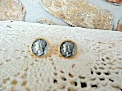 $28 • Buy VINTAGE 1939 And 1945  MERCURY DIME COIN CUFFLINKS