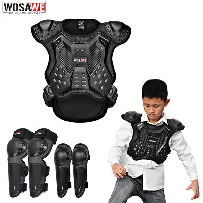 WOSAWE Kids Dirt Bike Body Armor Vest/Jacket Protector Set Knee Pads Elbow Guard • $57.26