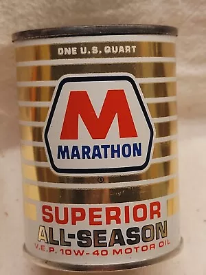 Vintage 1950's Marathon Coin Bank Metal Oil Can Gas Advertising No Lid • $49.99