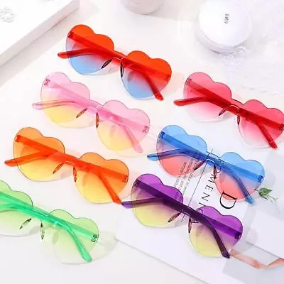 Color Colorful Heart Glasses Party Sun Glasses Heart-shaped Sunglasses Shades • £3.42