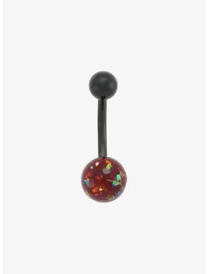 Morbid Metals 14g Navel Ring - Black Coated Steel With Red Faux Opal - NWT • $6.50
