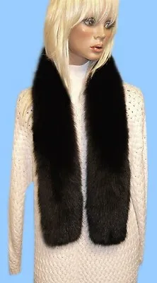 New Extra Long Genuine Black Full Skin Fox Fur Scarf Boa Womens Muffler  • $189.95