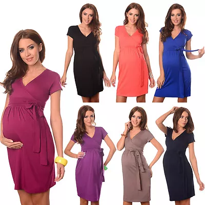 Maternity Cocktail Dress V-Neck Pregnancy Clothing Wear Size 8 10 12 14 5416 • £9.98