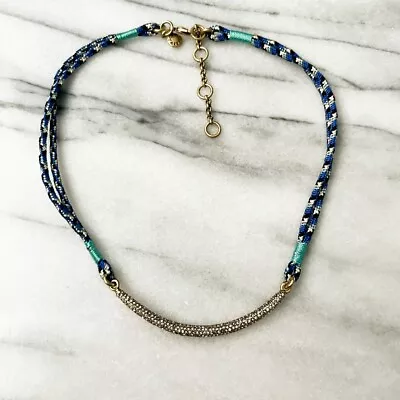 J. Crew Necklace Blue Rope Gold Toned Pave Collar Preppy  • $18