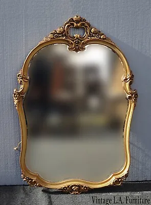 Vintage French Provincial Solid Wood Gold Ornate Wall Mantle Mirror • $660