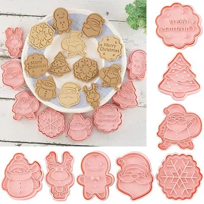 £7.89 • Buy 8x Christmas Cookies Plunger Cutter Mould Fondant Cake Decor Biscuit Icing Mold