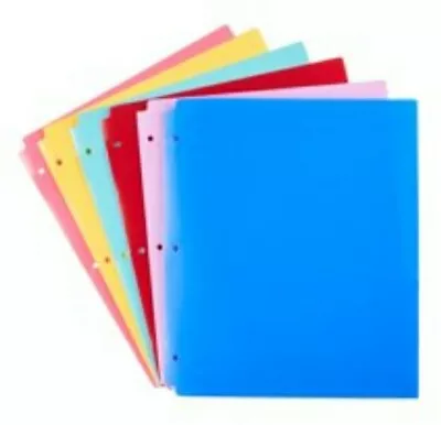 6 Pk 2-Pocket 3-prong Fastener Letter Size Poly Plastic File Portfolio Folders  • $13