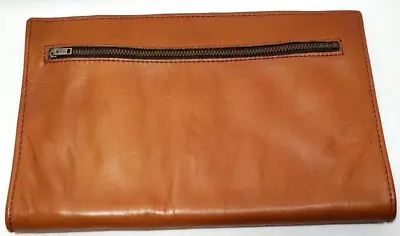 Vintage Leather Ideal Bag Clutch Brown Bag  Lots Of Pockets 5 Zipper Pockets • $69.97