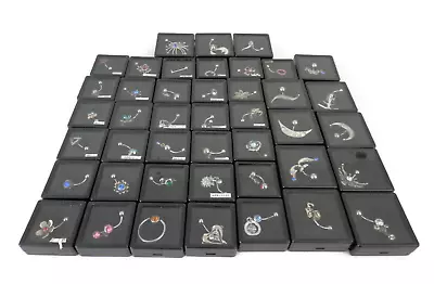 Lot Of Vintage Belly Navel Rings Barbell Body Jewelry Sterling Silver W/Cases • $219