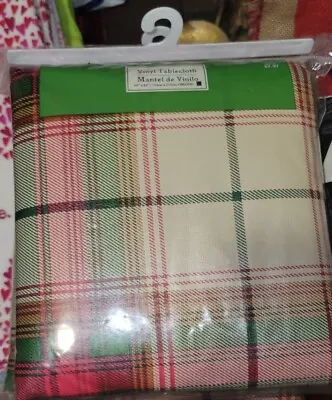 HOLIDAY TARTAN PLAID VINYL TABLECLOTH Christmas Polyester 60 X84  NEW • $18.95