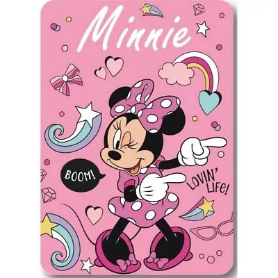 MINNIE MOUSE DISNEY FLEECE BLANKET 100 X 140CM PINK • £12.99