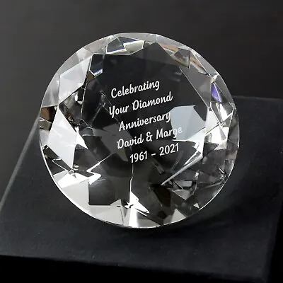 £22.99 • Buy 60th DIAMOND ANNIVERSARY Personalised Gift Crystal Glass Paperweight