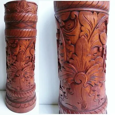 Umbrella Walking Stick Holder Wooden Stand Hand Carved Suar Wood Bali Balinese S • $49.99