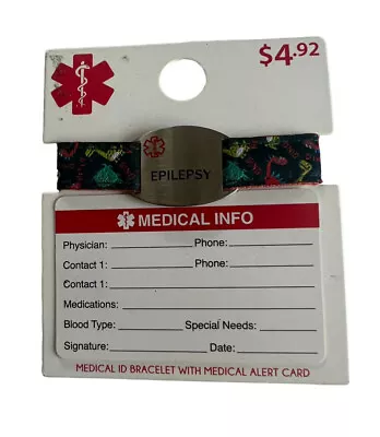 Epilepsy Kids Medical ID Bracelet With Medical Alert Card Dinosaurs • $4