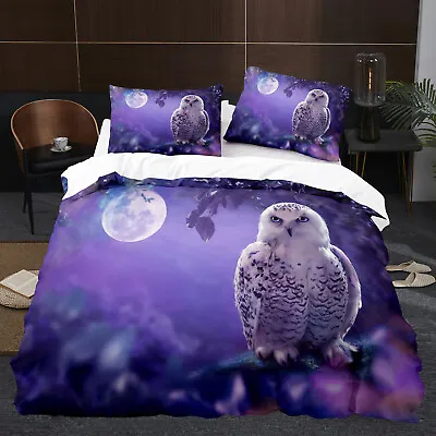 Moonlit Night Owl Duvet Quilt Cover Twin Full Queen Bedding Set Pillowcase • $49.98