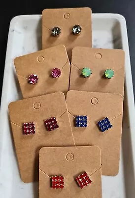 5  Pack Of Multi Crystal Stud Earrings - Swarovski Crystal Multi Colour - New   • $5.55