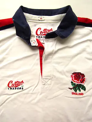 England Men's Rugby Union Home Shirt 93-95 Cotton Traders Large White LSHTA158 • £129.99