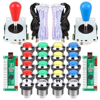 $64.99 • Buy Arcade DIY Kit Mame Raspberry Pi Games 2 Arcade Joystick + 20 Chrome LED Buttons