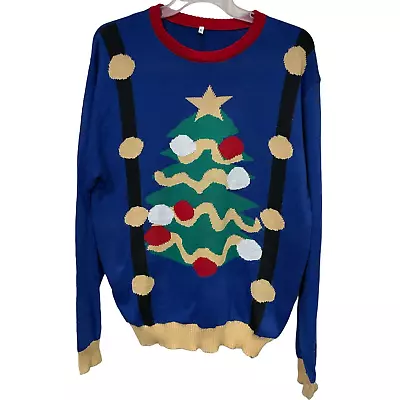 NWT Bella Mica By JK Johnson Men's Ugly Christmas Knit Sweater Blue Sz XL • $25