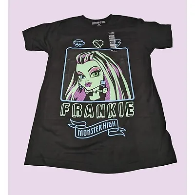 Monster High Women Frankie Stein Boyfriend Fit Pullover Black T-Shirt Size M NWT • $22.50