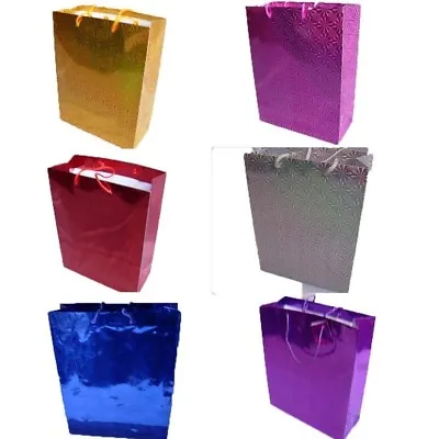 £1.95 • Buy Large Shiny Paper Carrier Present Gift Bags Christmas Wedding Birthday 32X 26cm