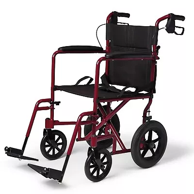 Medline Deluxe Aluminum Transport Wheelchair (Red) • $230.03