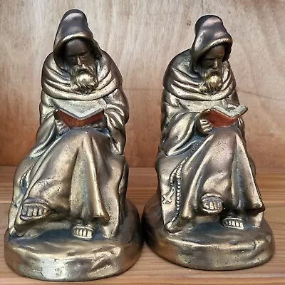 Vintage Pair Of Reading Monk Bookends Brass 2 Bookends • $99.99