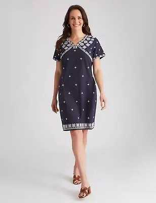 $22.36 • Buy Millers Embroidered Cotton Slub Dress Womens Clothing  Dresses Shift