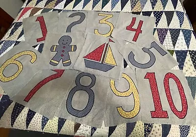 26 Vtg Machine Appliqué Quilt Blocks-sailboatsgingerbread Boysnumbers-11”sq • $16.50