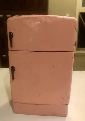 Vintage 13.5  X 8  Wolverine Pink Tin Metal Litho Refrigerator 1950's • $25