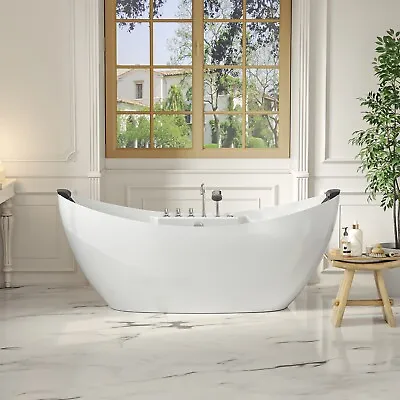 67-in L X 28.7-in W White Acrylic Center Drain Freestanding Whirlpool Tub • $2359.03